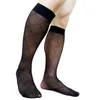 Men's Socks See Through Plaid Sexy Business For Men Formal Dress Suit Stocking High Elastic Tube Male Collection