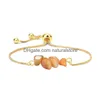 Braccialetti con ciondoli Bracciale con pietre di ghiaia Ghiaia Regolabile Catena in oro naturale Reiki Gioielli di moda semipreziosi Regalo per donne Drop Delivery Dhydg