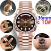 Haute qualité luxe 69 D dents lunette ronde 36mm813 montre étanche en acier automatique