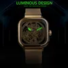 Jeans Forsining Men Mechanical Watches Automatic Selfwind Golden Transparent Fashion Mesh Steel Wristwatch Skeleton Man Male Hot Hour