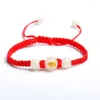 Braccialetti con ciondoli 12 Zodiaco cinese Amante Corda rossa Fortunato Pietra luminosa Bracciale con perline Annodato a mano Gioielli Goccia regalo