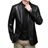 Men's Suits 2023High-quality Fashion All-in-one Trend Party Boutique Korean Version Slim Leather Blazer Casual Handsome Coat