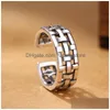 Band Rings Ancient Sier Knit Weave Cross Ring Finger Hollow Open Adjustable Women Men Fashion Jewelry Will And Sandy Drop Delivery Dh5Pk