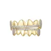 Hip Hop Bling Dents Ensemble Glacé Caps Cubic Zircon Micro Pave Top Bottom Charm Grills pour Hommes Femmes Bijoux 230726