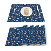 Runner da tavolo 4/6 pezzi Set tappetini Rugby Calcio e pallacanestro Tovagliolo per cartoni animati Accessori per la cucina Tovagliette decorative per feste domestiche