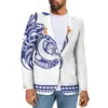 Men's Suits Polynesian Tribal Hawaiian Totem Tattoo Hawaii Prints Fashion Causal Long Sleeve Slim Men Suit Jacket V-Neck Officewear