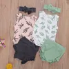 Kleding Sets Lente 3 stks/set Baby Meisjes Cactus Outfits Mouwloze T-Shirts Tops Shorts Hoofdband Set