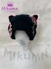 Beanie/Skull Caps Mikumn Harajuku Gothic Y2K Pink Ruffles Cat Ear Hat Women Punk Cross Skull Black Beanie Hat Female Winter Warm Sticks Caps 230725