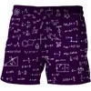 Herrshorts 2023 sommar 3d tryckt matematisk formel casual anpassad löpning korta manliga brädor byxa män kläder