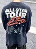 HELLSTAR American West Coast Street Graffiti Hip Hop style High Street Manches longues Heavy do old wash craft Homme Femme Unisexe Coton Tops Hommes Vintage T-shirts SMLXL