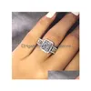 Solitaire Bague Carré Zircons Diamant Fl Cristal Bagues De Fiançailles Pour Les Femmes Bijoux De Mode 080519 Drop Delivery Dhvwl