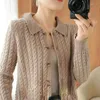 Damenstrick 2023 Frühling Autum Kragen Frauen Pullover Stricken Solide Lose Langarm Knopf Strickjacke Temperament Revers Mode Jacke X05