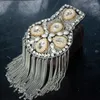 Brooches 1 Pair Handmade Fashion Tassel Chain Shoulder Board Badges Pearl Fabric Metal Epaulet Epaulette Military Stage Jewelry