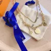 Luxury Designer Letter Pendant Necklaces 18K Gold Plated Sweater Necklace for Women Wedding Party Jewelry Accessories