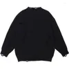 Pulls pour hommes Splash Ink Print Pull en tricot déchiré Oversize High Street Pull à col rond Harajuku Retro Distressed Black Knitwear