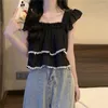 Kvinnors tankar Vest Camis Crop Thin Chiffon Söt Y2K Toppar Summer Outfits 2023 Kvinnliga kläder Estetiska kropp Koreansk topptrend