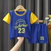 Conjuntos de roupas infantil verão camisetas masculinas secagem rápida conjunto de uniforme de basquete estampa digital equipe criança 3-12 anos roupas vermelho amarelo branco 230725