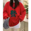 Hoodies féminins 2023 Version coréenne Année Fortune Shun Shun Festive Christmas Towel Brodemery Loose Pluxé Pull épaissi