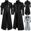 Męskie okopy gotyckie gotycka steampunk Long Trench Retro Medieval Warrior Knight Mężczyzna Mężczyzna Mężczyzna Victoria Long Coat