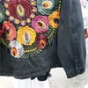 Damenjacken Vintage Übergroße Multi Floral bestickte Jeansjacke Frauen Cowboy Langarm Revers Casual Denim Mantel Streetwear Outwear J230726