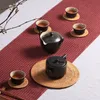 Alfombrillas 6 uds./juego de posavasos para bebidas para Kungfu accesorios de té vajilla redonda mantel plato estera tejida de mimbre taza almohadilla diámetro 8Cm 230725