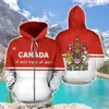 Moletons masculinos primavera e verão 3Dprint Est Proud Canada Flag Team Art Engraçado Harajuku Causal Unissex Unique Moletons/Camisola/Zip