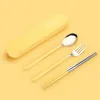 Set di stoviglie Il set in acciaio inossidabile include cucchiai, forchette, bacchette, posate, posate, forniture da cucina da campeggio portatili