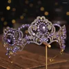 Pinces à cheveux surdimensionnées Vintage Bronze plaqué strass diadème de mariée accessoire de mariage violet cristal reconstitution historique couronnes diadèmes