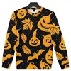 Felpe con cappuccio da uomo Autunno Uomo Moda Halloween Stampa Pullover Streetwear Felpe Manica lunga Girocollo Abbigliamento