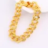 10mm Large Sculpté Gourmette Bracelet Jaune Or Rempli Chaîne De Déclaration Pour Femmes Hommes Cadeau Lien 230F