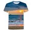 Herr t-skjortor sommar mode t-shirt havslandskap mönster fritid strandstil 3d tryckning naturlig