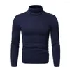 Men's T Shirts Mens Winter Thermal Cotton Turtle Neck Skivvy Pullover Stretch Basic Solid Thick Slim Casual Long Sleeve