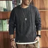 Men's Sweaters Solid Color Knitting Round Neck Oversized Men Streetwear Korean Fashion Clothing Pullover Long Sleeve W32