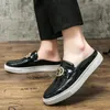 Jurk Schoenen Zomer Britse Stijl Bruine Heren Half Hoge Kwaliteit Slipon Heren Lederen Comfortabele Ademende Loafers 230726