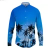 Camicie casual da uomo Camicia moda autunno primavera Albero di cocco Stampa 3D Polo manica lunga T-shirt personalizzata stile hawaiano