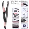 Curling Irons 2 in 1 Hair Straightener And Curler Twist Straightening Curling Iron Professional Negative Ion Fast Heating Styling Flat Iron 230725