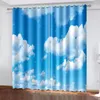 Curtain Blue Sky And White Clouds Series Sunshade Curtains Living Room Bedroom Home Decoration 2 Pieces Of Hooks Punch Holes