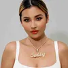 TOP ICY Hip Hop Bijoux Pinceau Personnalisé Lettre Cursive Pendentif Collier Deux Tons Nom Collier Diamant Chaîne Personnalisée