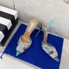 2023 Aquazzura nieuwe topkwaliteit ontwerpers hakken damessandalen Hakken crysta gesp party trouwjurk schoenen hak sexy rugband 100% lederen zool sandaal 35-42