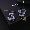 Brooches Korean Fabric Rose Brooch Men Suit Shirt Long Needle Lapel Pin And Scarf Buckle Badge For Women Fashion Jewelry