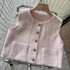 Damenwesten, hochwertige französische kleine duftende Tweed-Weste für Frauen, koreanische Mode, Sommer, kurze Jacke, Mantel, süßer Chic