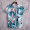 Mens Casual Shirts Hawaiian For Men Short Sleeve 3D Printed Shirt Beach Blus Orange Retro Tie Mönster Aloha Summer Tops 230726