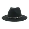 Baretten Hoeden Voor Vrouwen Fedora Vilten Accessoires Winter Mannen Effen Riem Band Koe Lederen Luxe Western Cowboy Hoed Chapeau Femme