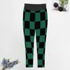 Pantaloni attivi Leggings a scacchiera verde e nero Retro Square Running Yoga Leggins estetici sexy da donna Collant sportivi ad asciugatura rapida