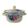 Bowls Kitchen Tableware 20cm Thickened Enamel Basin With Lid Household Mixing Dumpling Soup Bowl Soperas