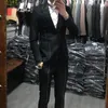 Tute da uomo Tute Uomo Nero Uomo Primavera 2 pezzi Set stile coreano Ternos Abiti da lavoro Designer Tuxedo Suit