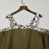 Damen-Tanktops, langes T-Shirt mit Leopardenmuster, lässige Passform, hohes T-Shirt mit V-Ausschnitt für Damen, 2 Stück