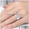 Solitaire Ring Cubic Zircon Diamond Justerbar Sier Engagement Par Rings Mens Women Will and Sandy Fashion Jewelry Drop Delivery DHys7