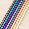 Drinking Straws 6X266Mm Colorf Stainless Steel Sts Reusable Straight And Bent St Cleaning Brush For Home Kitchen Bar Drop Delivery Gar Otqn7