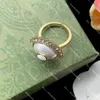 Stylish Pearl Designer Rings Interlocking Letter Ring Women Diamond Rings with Box Birthday Present